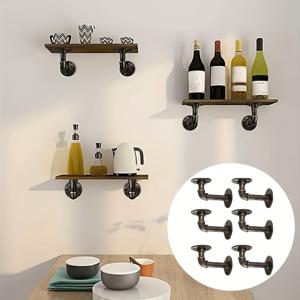 TEMU 4/6개 산업용 파이프 선반 지지대, 벽걸이 플랜지 플로팅 선반, 금속 L자형 파이프 플로트 지지대, 다기능 홈 데코 철 파이프 지지대, 축제 장식 선반 지지대, 침실, 거실, 주방, 사무실 수납 선반용