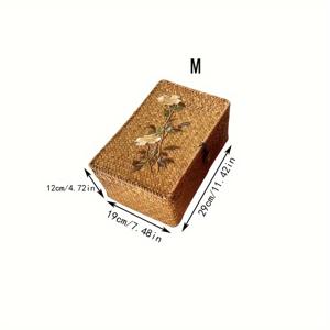 TEMU 손으로 짠 뚜껑이 있는 수납 바구니, 욕실 화장품 정리용; 속옷과 장난감을 보관할 수 있는 칸막이가 있는 파트너 선물 세트. 주방/욕실 액세서리 또는 사무실 정리용으로 이상적—완벽한 크리스마스 & 새해 선물, 선반 바구니