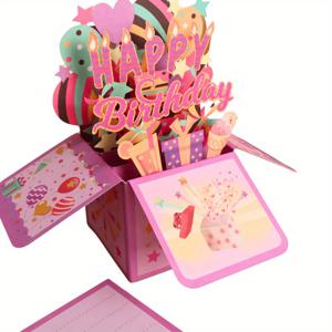 TEMU 1개 3D 생일 축하 레이저 컷 종이 파티 초대 카드 팝업 노트 및 봉투 포함 - 화려한 별과 풍선 디자인, 모든 연령대에 적합, 생일 축하 행사 | 기발한 디자인 | 레이저 컷 디테일, 할로윈, 크리스마스 이벤트 및 파티 용품을 위한 생일 파티 용품