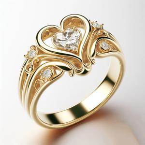 TEMU 우아한 18K 금색 플레이트 하트 모양의 구리 반지, 큐빅 합성 지르코니아 - 데이, 생일, 크리스마스, 기념일 선물, 커플용 로맨틱 보석