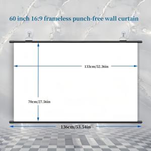 TEMU [미니멀] 고화질 벽걸이 프로젝터 커튼 세트 - 드릴 없음, 현대식 식당 삽화가 있는 쉬운 보관 디자인, PVC 소재, 홈 엔터테인먼트 및 에 완벽, 홈 세팅 | 모던 프로젝션 커튼 | 쉬운 세팅 커튼, 프로젝터 액세서리