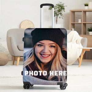 TEMU 맞춤형 사진 및 텍스트가 있는 캐리어 커버 - 나만의 사진/디자인 추가 가능, 스크래치/먼지 방지 기능, 세탁기 사용 가능 - 여행, 휴가, 생일, 기념일 선물로 이상적인 남성, 여성, 부모님, 친구를 위한 내구성 폴리에스터 소재의 캐리어 보호 커버, 개인화 액세서리