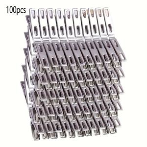 TEMU 100개 스테인리스 스틸 클립 - 내구성 강한 미끄럼 방지 금속 옷집게, 빨래·속옷·양말용 - 실내외 사용 가능, 녹 방지, 안전한 의류 고정 | 모던 디자인, 튼튼한 구조, 세탁 액세서리, 옷핀