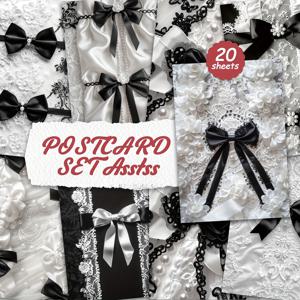 TEMU 20개 세트 블랙 앤 화이트 레이스 스타일 포스트카드, 카드보드 쓰기용 매끄러운 표면, 영어 스크랩북, 트래시 다이어리, 공예, 인사말 카드