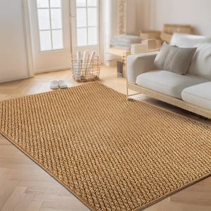 TEMU 1개 갈색 두꺼운 직사각형 러그 | 세탁기 사용 가능, 스크래치 방지, 모던 디자인, 거실 및 침실에 적합, 사이즈 조절 가능, 트렌디한 소나무 모양 섬유, 반려동물 친화적인 가정에 적합