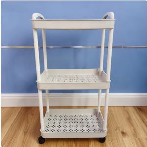 TEMU 헤비듀티 3단 카트 - 견고한 플라스틱 제작, 쉬운 조립 이동식 정리대 (욕실/주방/사무실/작업장/캠핑카용) - 공간 절약형 스토리지 랙 카트 (블랙/화이트), 홈/병원/창고 사용에 적합, 내구성 강화 디자인, 작업공간 정리에 이상적