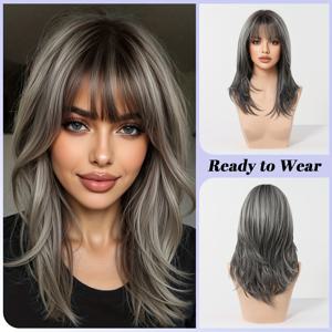 TEMU 18인치 혼합 색상 고온 섬유 장미 네트 중간머리 가발 여성용, 뮤직 페스티벌 및 할로윈에서 다재다능한 매력을 선보이고 생생한 분위기를 조성하는 데 완벽합니다.