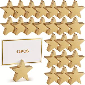 TEMU 황금 별 모양 나무 사진 홀더 - 1.96인치(5cm) 우아한 별 모양 디자인, 황금 액센트, 생일, 결혼식, 홈 데코에 완벽, 사진 디스플레이 스탠드