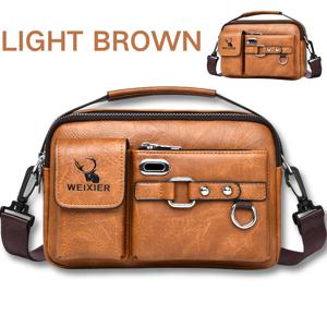 TEMU WEIXIER 남성용 크로스바디백 - 조절 가능한 스트랩 & 탈착식 숄더 스트랩, 멀티포켓 브라운-텍스처 수납공간, 골드톤 하드웨어, 지퍼형 수납칸, 버클 잠금장치 - 캐주얼&비즈니스 스타일의 매일 사용/여행/업무/정장 이벤트에 적합한 슬링백. 남자에게 이상적인 선물