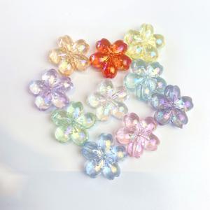TEMU 40개 22mm AB 컬러 반투명 벚꽃 비즈 - DIY 주얼리 만들기, 폰 체인 액세서리, 헤어 액세서리 및 공예 프로젝트용 아크릴 비즈 - 다양한 색상, 혼합 색상, 장식 비즈, 반짝이는 비즈, 혼합 색상 비즈, 주얼리 제작 소품, DIY 공예 재료