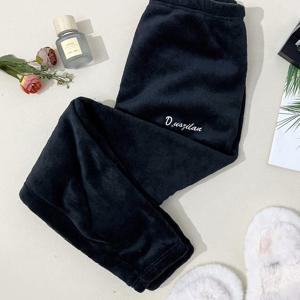 TEMU 여성용 두꺼운 겨울 잠옷 바지 - 야외 착용에 적합한 따뜻한 두꺼운 파자마 하의, 신축성 없는 탄성 없는 원단, 솔리드 컬러 - 텐트 길이 침대 바지, 손세탁 가능, 모든 날씨 사용