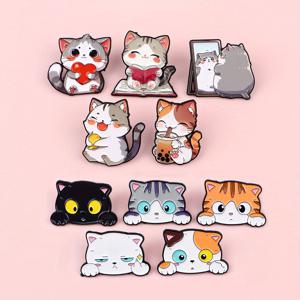 TEMU 10개 귀여운 고양이 에나멜 핀, 카툰 핀, 브로치, 가방 배지, 옷 장식용 브로치, 고양이 애호가를 위한 선물, 가방 장식, 의류 장식, 기발한 액세서리, 카와이 디자인, 정교한 공예, 가벼운 배지, 고양이 테마 핀, 장식 핀, 애니메이션 팬, 핀 애호가용