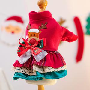 TEMU 애완동물 옷, 크리스마스 필수템! 작은 강아지와 고양이에게 적합한 축제 분위기의 빨간색 말뚝토끼 공주 드레스