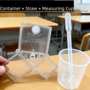 TEMU 선생님 수학 기하학 시연 도구, 내장된 측정컵 및 빨대로 직각 삼각형 변 길이 c² = a² + b²를 증명하세요 (액체 또는 색상 없음), 완벽한 과학 교육 키트