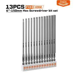 TEMU FIXEDG 육각 E 드라이버 비트 13개 세트. 아연 포스파테이트 표면 처리, 크림색 13홀 베이스로 보관 용이, 가구, 자전거 등 수리 적합, 150mm 육각 사이즈, 미터법, 산업용 수공구.