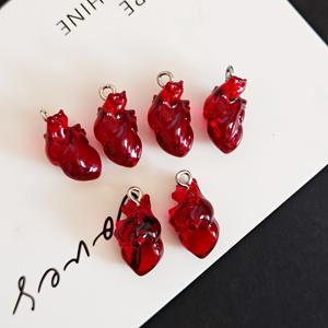 TEMU 6개 고딕 빈티지 블러드 레드 하트 레진 펜던트 할로윈 귀걸이 목걸이 공예 액세서리