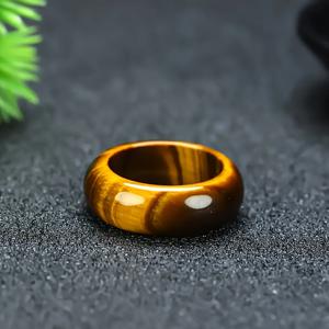 TEMU 패셔너블한 천연 타이거 아이 스톤 반지, , 커플링, 선물로 적합.