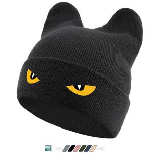 TEMU 할로윈 몬스터 아이 프린트 비니 모자 - 두꺼운 따뜻한 겨울 캡, 박쥐 같은 귀가 있는 남녀 공용 블랙 & 옐로우 액센트 코스튬 파티 모자, 할로윈, 크리스마스, 코스프레용 가벼운 스트레치 니트 비니 - 호러 팬을 위한 이상적인 선물, 축제 헤드웨어, 재미있는 디자인, 편안한 착용감, 테마 헤드웨어, 코스프레 애호가