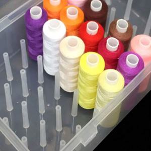 TEMU 1개 대형 42개 스풀 재봉실 보관함 - 구획 및 스풀 홀더 포함, 휴대용 플라스틱 케이스 - 퀼팅, 자수, DIY 재봉 키트용 - 보빈, 바늘, 실 스풀 호환