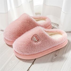 TEMU 여성 & 남성 플러시 기모 안감 슬립온 슬리퍼 - 소프트 핑크/브라운레드 - 미끄럼 방지 EVA 밑창, 따뜻한 실내 하우스 슈즈 (겨울용), 거실 & 침실 - 아늑한 커플 선물, 귀여운 슬리퍼, 침실 신발, 스타일리시 신발, 편안한 신발