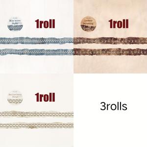 TEMU 빈티지 리본이 있는 3롤 불규칙한 가장자리 와시 테이프 - 스크랩북, 다이어리, 휴대폰 장식, 생일 선물, DIY 공예에 적합한 티어 엣지 시리즈 - 물병, 앨범, 잡지 다이어리용 장식용 와시 테이프|다이어리