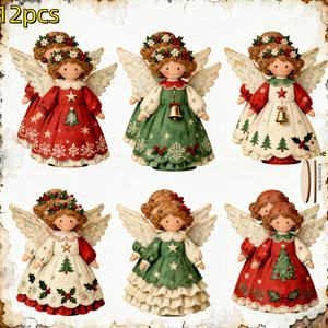 TEMU 6/12개 나무 천사 크리스마스 트리 장식 - 스타일, 실내/실외 사용 가능한 걸이 장식, 시즌별 홈 데코, 전기 불필요, 크리스마스 트리 장식, 크리스마스에 최고, , 가랜드, 겨울 환경꾸미기, 크리스마스 장식, 오너먼트, 인형 키링, 계절 장식