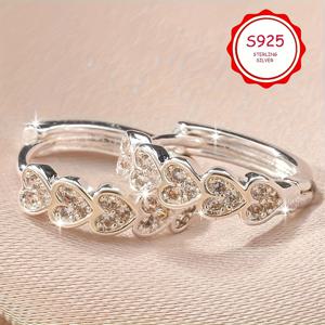 TEMU S925 스테인리스 실버 여성 패션 후프 귀걸이 | 저자극성, 섹시한 하트 디자인, 캐주얼 및 파티에 적합, 12월 생일석, 합성 지르코니아, 발렌타인데이 선물