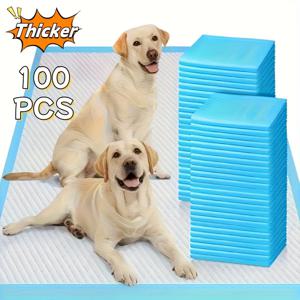 TEMU 100개입 초대형 애완동물 훈련 패드 - 뛰어난 흡수력 & 누수 방지 일회용 배변 패드, 미끄럼 방지 표면, 강아지 & 성견용 강력한 강아지 기저귀, 간편한 세척 & 위생적 사용, 강아지 훈련 패드