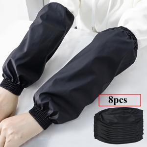 TEMU 8개 세트 헤비듀티 방수 PU 소재 팔 슬리브 - 남녀 공용 팔꿈치 길이, 블랙 방오 팔 보호대, 세탁 가능 & 내구성 강한 식기 세척용|팔토시