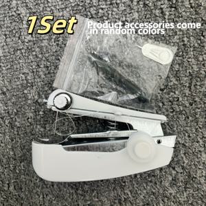 TEMU 1 세트 휴대용 미니 핸드헬드 재봉틀 | 패브릭 및 의류 수선용 소형 퀵 재봉 도구, 전기 불필요, 내구성 디자인, 화이트