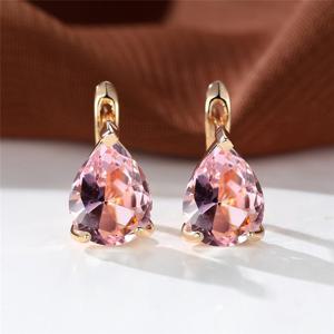 TEMU 1쌍 골드 컬러 물방울 모양 아쿠아 화이트 핑크 블루 스톤 드롭 댕글 귀걸이 여성용 합성 보석 웨딩 브라이덜 쥬얼리