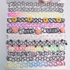 TEMU 12pcs 섹시한 스트레치 쇄골 체인 목 체인 문신 초커 목걸이 탄성 팔찌 여성 결혼 보석 선물