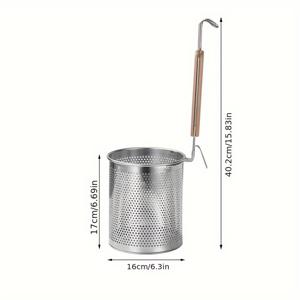 TEMU 1pc, 스테인리스 스틸 파스타 바스켓 손잡이 포함 - 스파게티와 국수를 데치고, 긴장을 풀고, 서빙하기에 완벽한 주방 액세서리