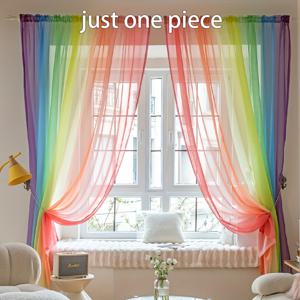 TEMU 드루인(Drewin)의 침실용 컬러풀 시어 커튼 패널 1개, 옴브레 세미 보일 드레이프, 그라데이션 드레이퍼리, 홈 데코