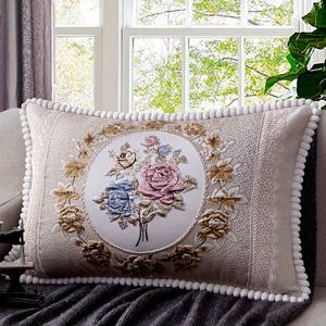 TEMU 1pc 우아한 꽃 자수 베개 커버, 15.7
