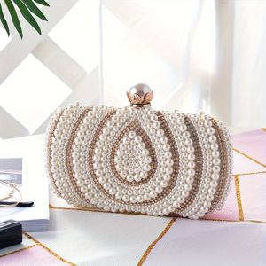 TEMU 우아한 진주 비즈 클러치 백, 클래식 연회 핸드백, 결혼식 파티 프롬을 위한 여성의 공식적인 이브닝 퍼스