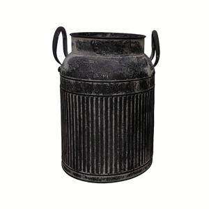 TEMU 1 팩, 거친 표면과 파도무늬 철관 핸들 우유통 꽃배치 꽃관 꽃병이 있는 빈티지 철꽃병