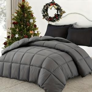 TEMU 헤비웨이트 200GSM 퀼팅 이불 솜 - 사계절용 고급 침구, 박스 스티치 코너 탭, 레드 & 모던 침대 스프레드, 세탁기 사용 가능한 폴리에스터 충전재, 가정 및 호텔용