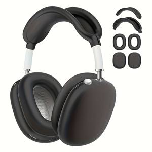 TEMU 에어팟 맥스용 6팩 케이스 세트 - 완전 보호, 스크래치 방지, 세탁 가능한 헤드폰 커버 (블랙, 화이트, 블루, 그린)