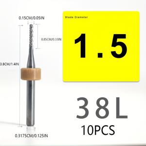 TEMU 10개 고정 핸들 텅스텐 강 옥수수 밀링 커터 오픈 러프 3.175PCB 밀링 커터 합금 회로 기판 고정 핸들 조각 기계 나이프 인렛