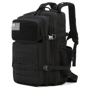 TEMU 미국 국기 패치가 있는 대용량 아웃도어 전술 백팩 - 사냥, 낚시, 캠핑 및 여행용 내구성 있는 카키 하이킹 백팩, 다수의 수납공간과 패딩 스트랩 포함, 하이킹 액세서리