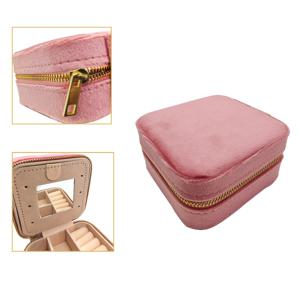 TEMU 시크한 벨벳 여행용 보석 정리함 미러 포함 - 여성용 컴팩트 휴대용 보관 상자, 청소년을 위한 완벽한 선물, 비즈 및 주얼리 만들기 디스플레이 & 포장 용품