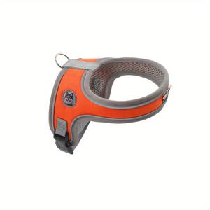 TEMU 통기성 좋은 노풀 개 하네스 조끼 핸들 포함 - 가벼운, 반사, 조절 가능한 소형~중형 개와 고양이용 애완동물 하네스, 파랑/회색/주황, 만화 디자인, 세탁기 사용 가능한 폴리에스터, 애완동물 산책용 장비 | 만화 패턴 조끼 | 통기성 폴리에스터