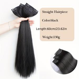 TEMU 여성용 이음매 없는 클립인 헤어 익스텐션 - 24인치 긴 합성 헤어피스, 볼륨감 있는 두꺼운 헤어 익스텐션 세트, 보이지 않고 자연스러운 느낌, 사용하기 쉬움