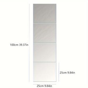 TEMU 배경 벽 장식을 위한 1mm 두께의 사각 아크릴 거울 벽 스티커 4개입. 침실, 거실, 사무실, 주방, 욕실, 복도, 댄스 스튜디오 및 헬스장에 적합합니다. 이 파손 방지, 제거 가능한 자가 접착 벽 스티커 세트입니다.|전신거울