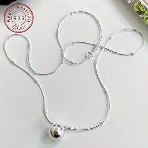 TEMU 925 스털링 실버 라운드 볼 빈 스네이크 본 목걸이, 스타일, 데일리 커뮤팅에 다용도, 여성 일상 모임 착용에 적합, 선물용 액세서리|은목걸이