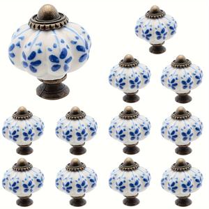 TEMU 세라믹 손잡이, 호박 캐비닛 손잡이, 빈티지 스타일 드레서 손잡이 (나사 포함), 클로젯 서랍장 및 DIY 홈 프로젝트용 올드 패션 서랍 손잡이