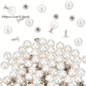 TEMU 100개 팩 폴리레진 펄 리벳 - 8mm/10mm 화이트 라운드 플라스틱 펄 스터드 핀 포함 DIY 공예, 봉제, 뜨개질, 의류, 모자, 가방 및 신발 장식