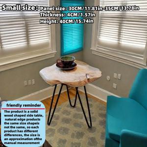 TEMU 1pc 아티스틱 단색 우드 사이드 테이블, 1pc 빈티지 스타일 단색 우드 및 금속 사이드 테이블, 엣지 세드러 탑, 우아한 아티스틱 홈 데코, 다양한 가구로 거실, 주방, 식사, 트립오드 하드우드 베이스, 커피, 스탠드, 또는 침대 옆에 사용할 수 있습니다.|사이드테이블