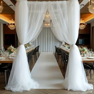 TEMU 1패널 26.2피트 폭 화이트 쉬어 웨딩 아치 커튼 패널 - 쉬어 패브릭 아치 창문 드레이프리 및 걸이 시스템, 야외/사계절 웨딩, 파티, 배경용